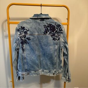 Oversized Denim Jacket with Embroidery Detail